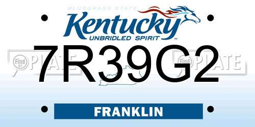 7R39G2 Kentucky License Plate