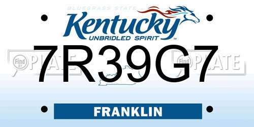 7R39G7 Kentucky License Plate