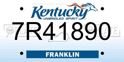7R41890 Kentucky License Plate