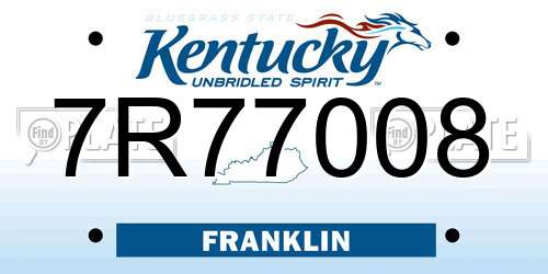 7R77008 Kentucky License Plate