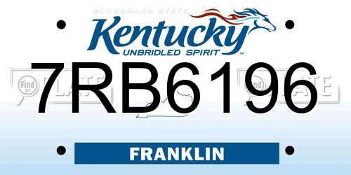 7RB6196 Kentucky License Plate