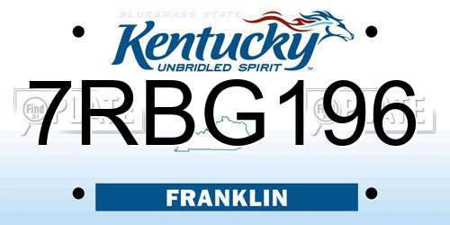 7RBG196 Kentucky License Plate