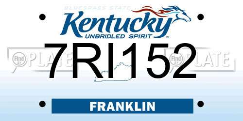 7RI152 Kentucky License Plate