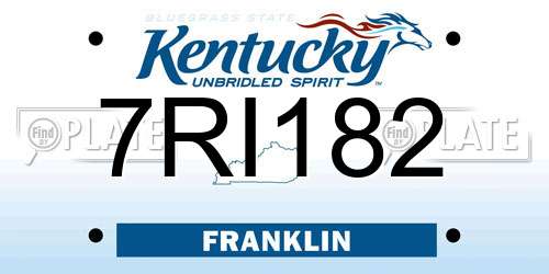 7RI182 Kentucky License Plate