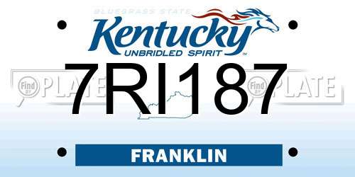 7RI187 Kentucky License Plate