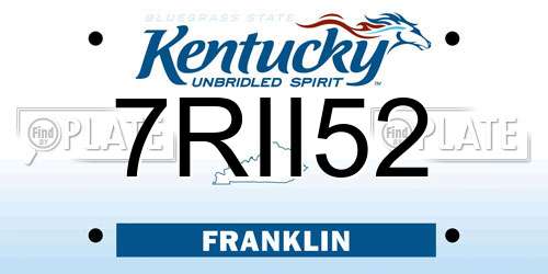 7RII52 Kentucky License Plate