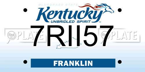 7RII57 Kentucky License Plate