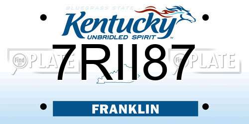7RII87 Kentucky License Plate