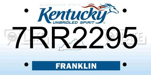 7RR2295 Kentucky License Plate
