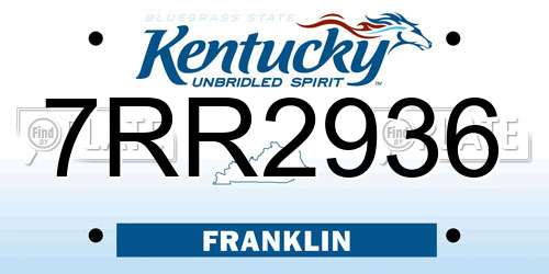 7RR2936 Kentucky License Plate