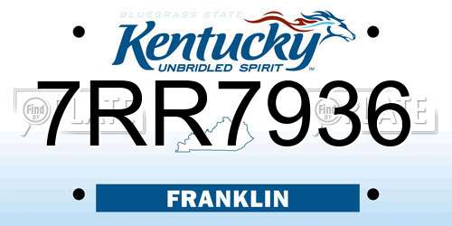 7RR7936 Kentucky License Plate
