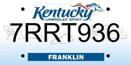 7RRT936 Kentucky License Plate