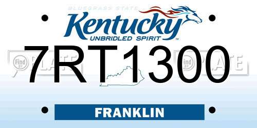 7RT1300 Kentucky License Plate