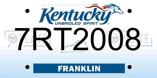 7RT2008 Kentucky License Plate