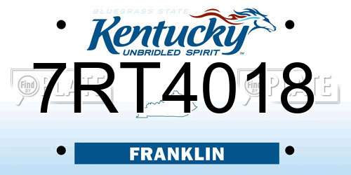 7RT4018 Kentucky License Plate