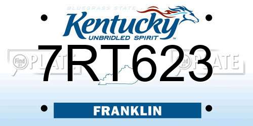 7RT623 Kentucky License Plate