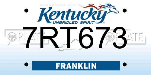 7RT673 Kentucky License Plate