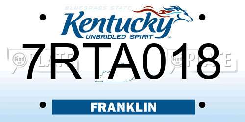 7RTA018 Kentucky License Plate