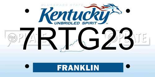 7RTG23 Kentucky License Plate