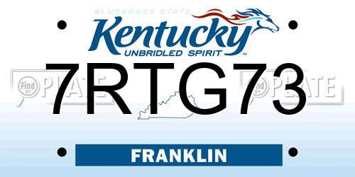 7RTG73 Kentucky License Plate