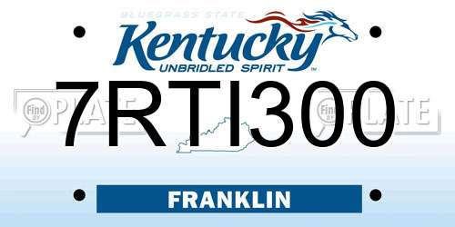 7RTI300 Kentucky License Plate