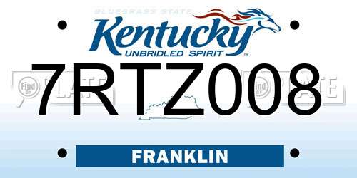 7RTZ008 Kentucky License Plate