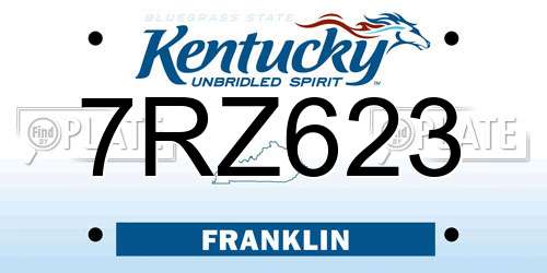 7RZ623 Kentucky License Plate