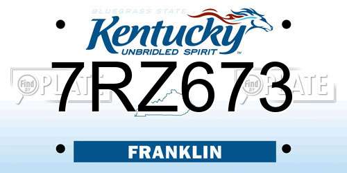 7RZ673 Kentucky License Plate