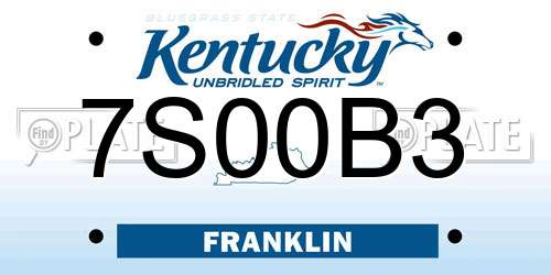 7S00B3 Kentucky License Plate