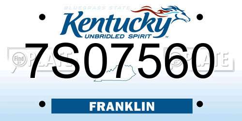 7S07560 Kentucky License Plate