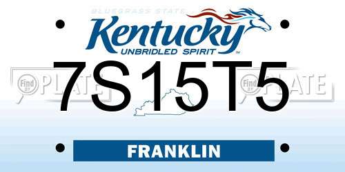 7S15T5 Kentucky License Plate