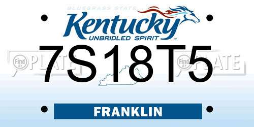 7S18T5 Kentucky License Plate