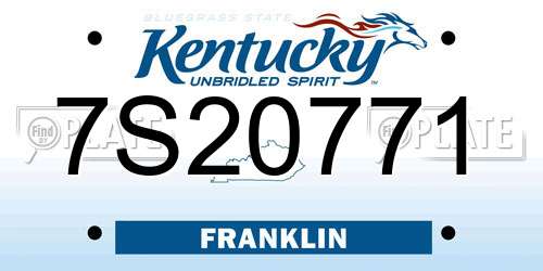 7S20771 Kentucky License Plate