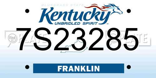 7S23285 Kentucky License Plate