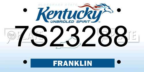 7S23288 Kentucky License Plate