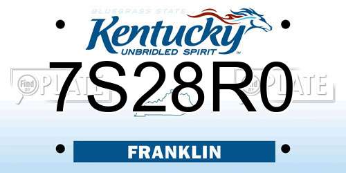 7S28R0 Kentucky License Plate