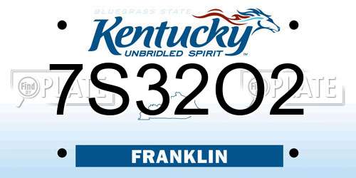 7S32O2 Kentucky License Plate