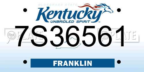 7S36561 Kentucky License Plate