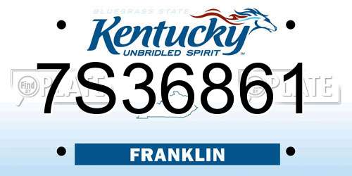 7S36861 Kentucky License Plate