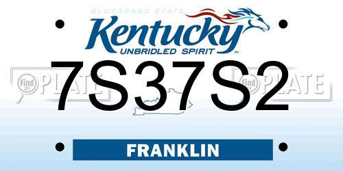 7S37S2 Kentucky License Plate