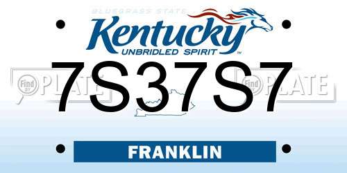 7S37S7 Kentucky License Plate