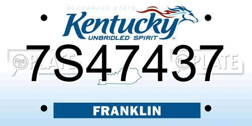 7S47437 Kentucky License Plate