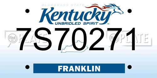 7S70271 Kentucky License Plate