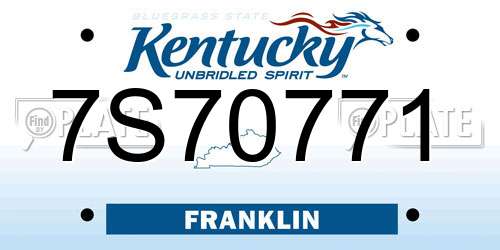 7S70771 Kentucky License Plate