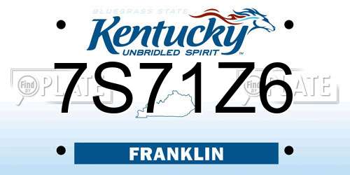 7S71Z6 Kentucky License Plate