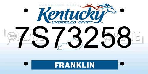 7S73258 Kentucky License Plate