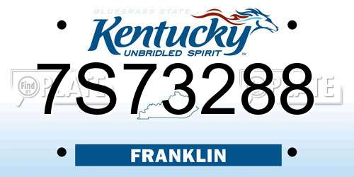 7S73288 Kentucky License Plate