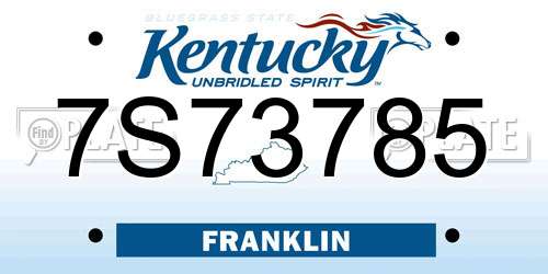 7S73785 Kentucky License Plate