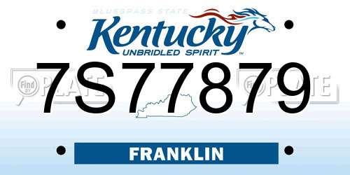 7S77879 Kentucky License Plate