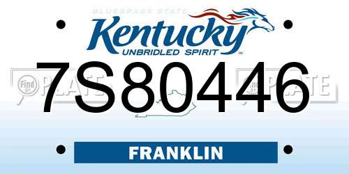 7S80446 Kentucky License Plate
